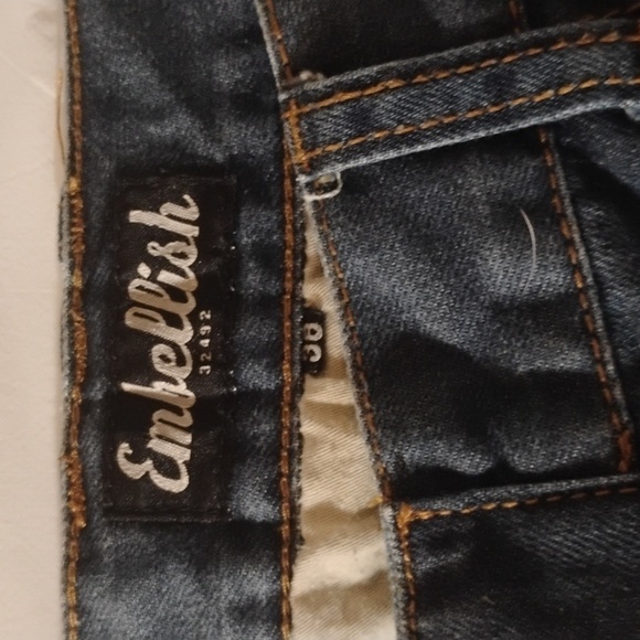 Embellish NYC Denim Jeans Distressed  Ribbed Punk Rock Biker Size 38 - Picture 2 of 9